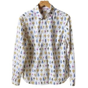 Boden Classic Shirt 100% cotton button down with tree print size US 6 UK 10